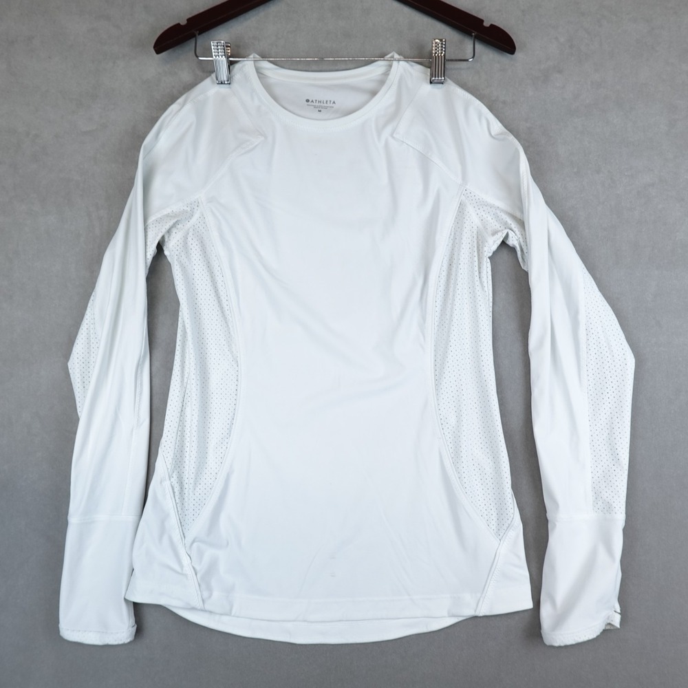 Athleta Pacifica II Top White Size Medium White Rashguard Long Sleeves